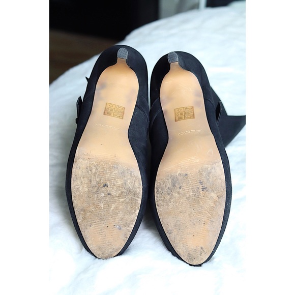EUC Aldo Black Buckle Heel Boots - Picture 15 of 16